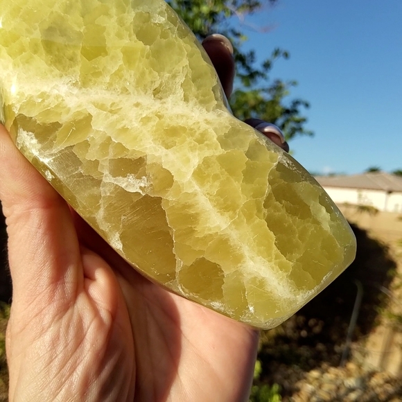 Beautiful Large Free Standing Lemon Calcite Free Form - Picture 17 of 17